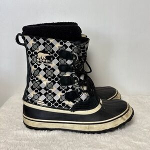 Sorel Women's Black and White Waterproof Boots